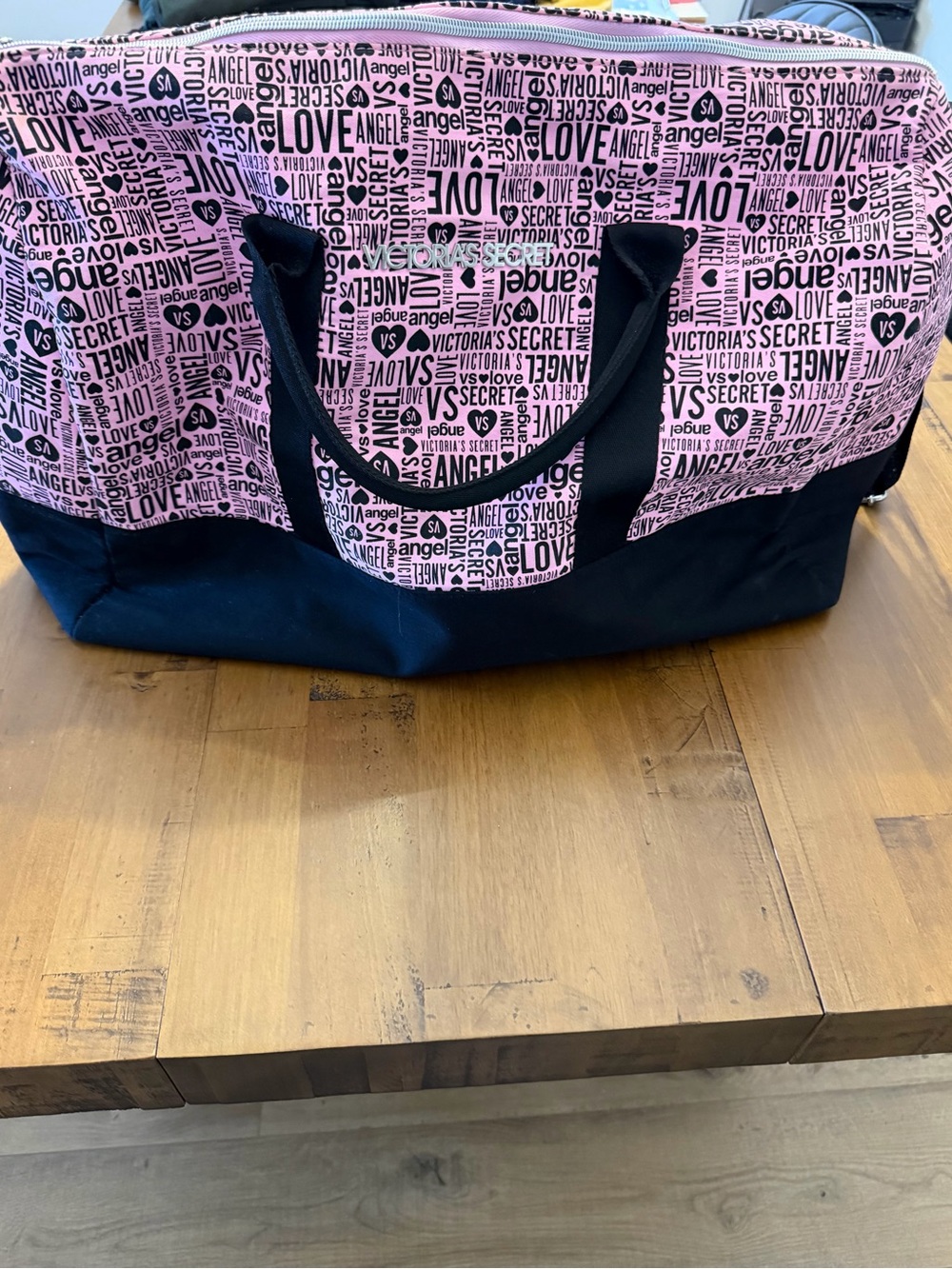 Victoria's Secret Pink & Black Travel Duffle Bag